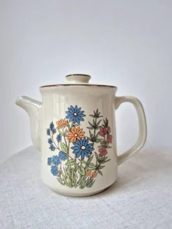 Cafetière en grès à fleurs '70s - Vintage