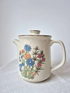 Cafetière en grès à fleurs '70s - Vintage