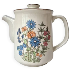 Cafetière en grès à fleurs '70s - Vintage
