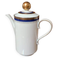 Cafetière en porcelaine - bleu cobalt - incrustation or