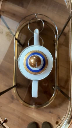 Cafetière en porcelaine - bleu cobalt - incrustation or