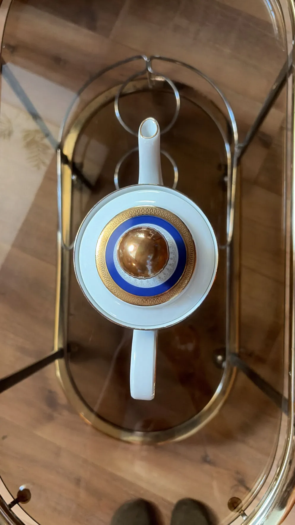 Cafetière en porcelaine - bleu cobalt - incrustation or