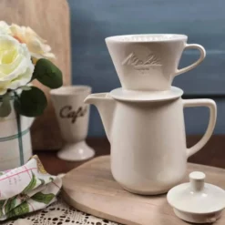 Cafetière filtre ancienne Melitta 101 céramique blanche complète vintage