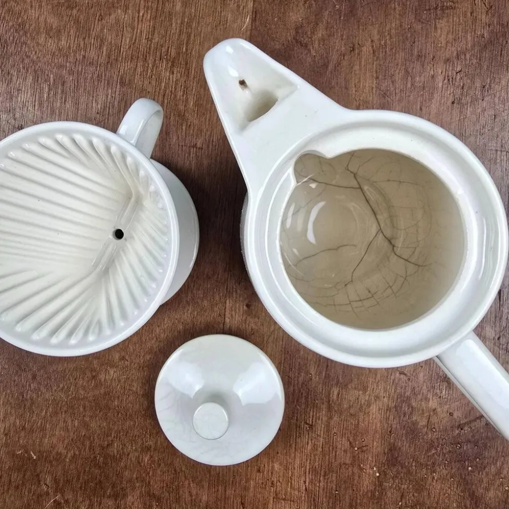 Cafetière filtre ancienne Melitta 101 céramique blanche complète vintage