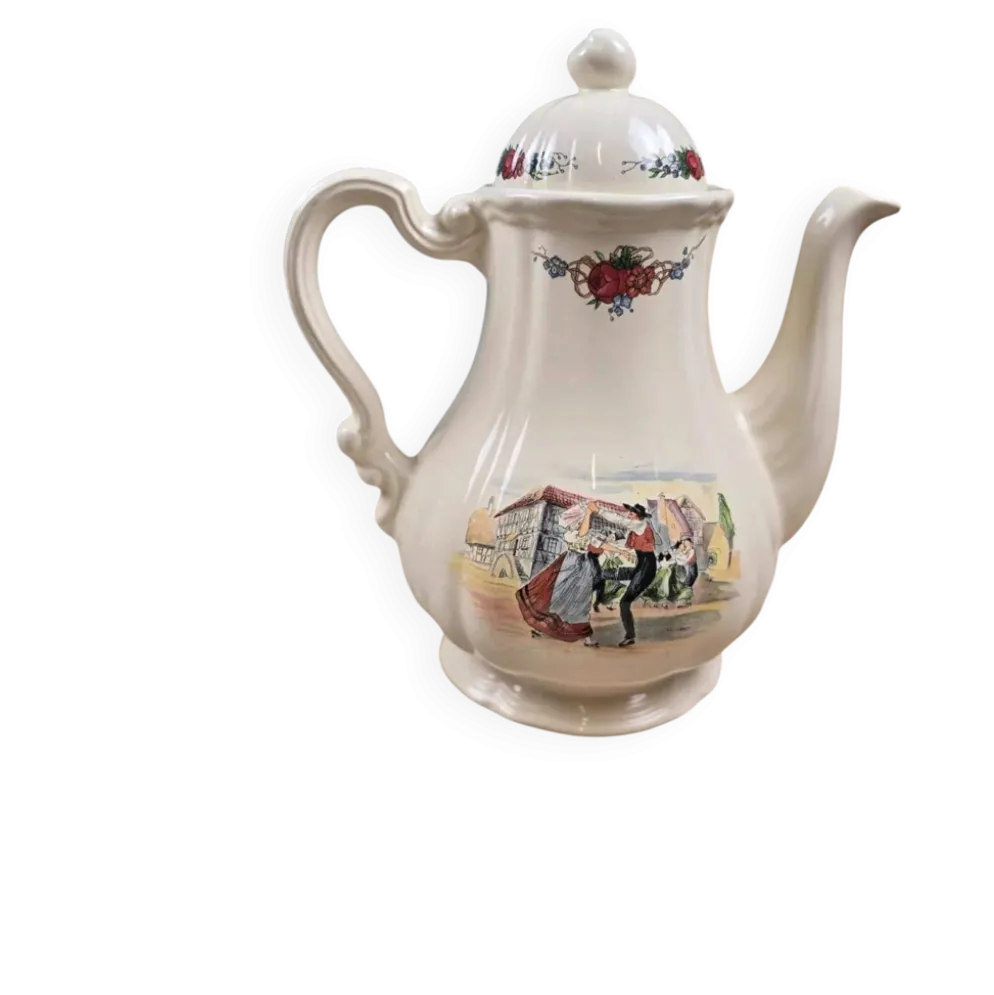 Cafetière Sarreguemines Obernai Henri Loux au long bec – Décor alsacien