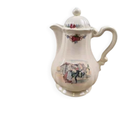 Cafetière Sarreguemines Obernai Henri Loux au bec court – Danse alsacienne