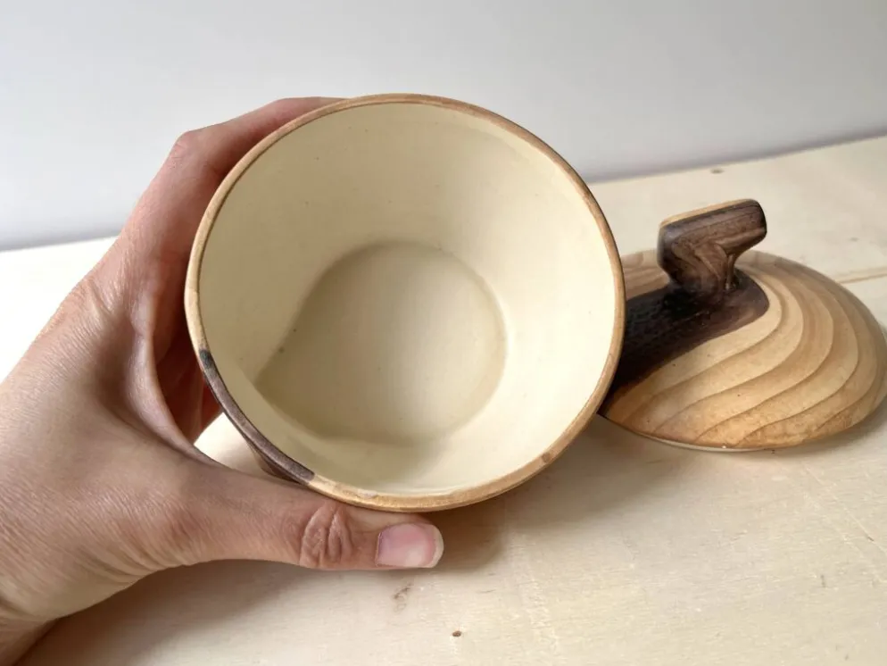 Cafetière + sucrier faux bois Grandjean Jourdan Vallauris vintage