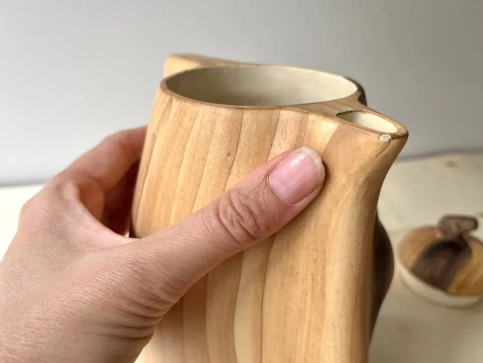 Cafetière + sucrier faux bois Grandjean Jourdan Vallauris vintage