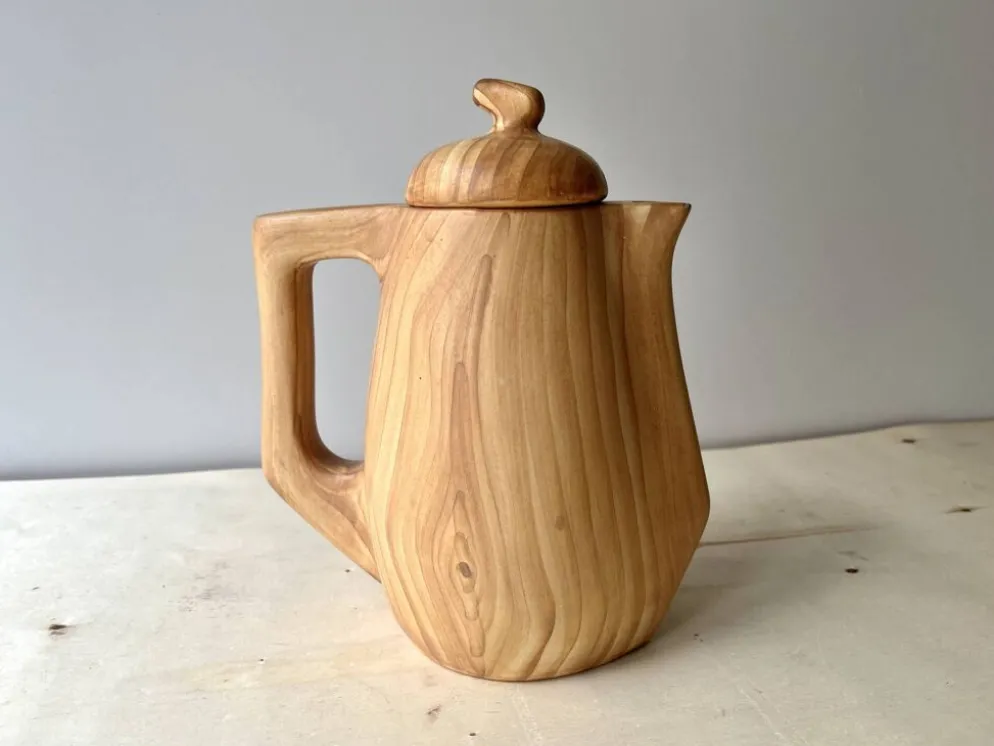 Cafetière + sucrier faux bois Grandjean Jourdan Vallauris vintage