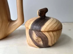 Cafetière + sucrier faux bois Grandjean Jourdan Vallauris vintage