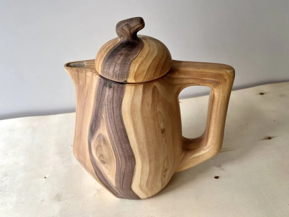 Cafetière + sucrier faux bois Grandjean Jourdan Vallauris vintage