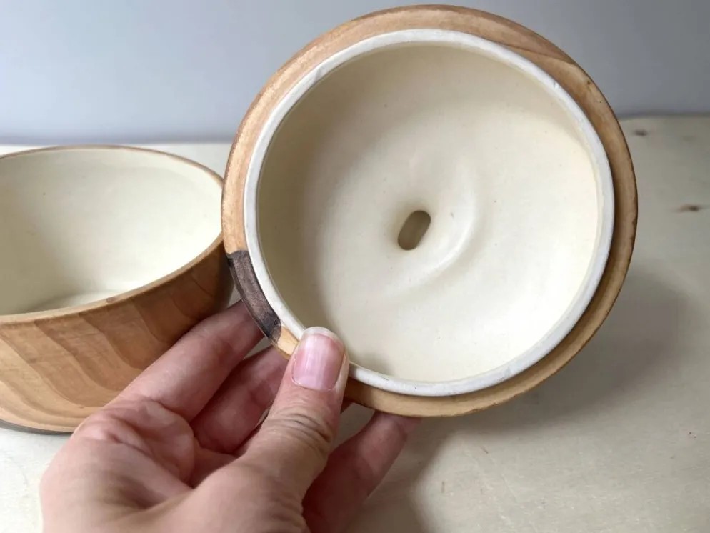 Cafetière + sucrier faux bois Grandjean Jourdan Vallauris vintage