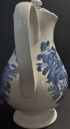 Cafetière verseuse faïence Gien décor campagne bleu