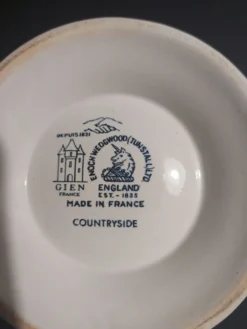 Cafetière verseuse faïence Gien décor campagne bleu