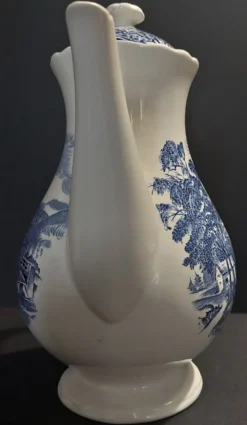 Cafetière verseuse faïence Gien décor campagne bleu