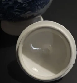 Cafetière verseuse faïence Gien décor campagne bleu