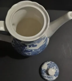 Cafetière verseuse faïence Gien décor campagne bleu