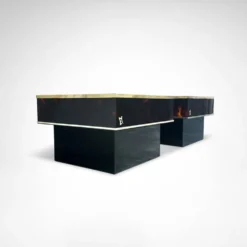 Café – et tables d'appoint en bois de bouleau et plexiglas par Eric Maville années 1980