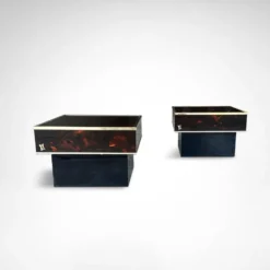 Café – et tables d'appoint en bois de bouleau et plexiglas par Eric Maville années 1980