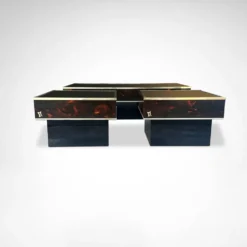 Café – et tables d'appoint en bois de bouleau et plexiglas par Eric Maville années 1980
