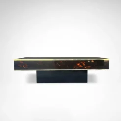 Café – et tables d'appoint en bois de bouleau et plexiglas par Eric Maville années 1980