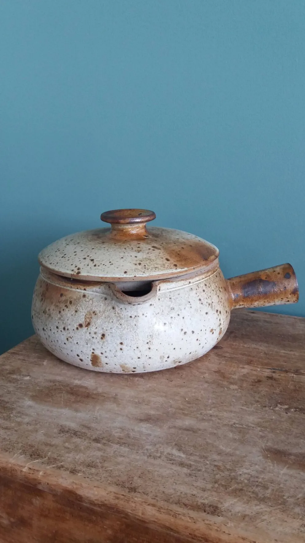 Caquelon couvert soupière en grès de Puisaye signé Jean-Pierre Prud’homme