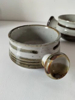 4 caquelons en grès émaillé, esprit wabi-sabi, années 70