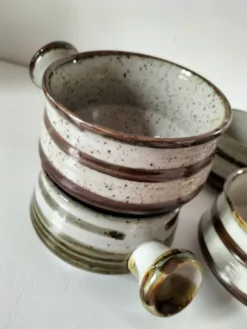 4 caquelons en grès émaillé, esprit wabi-sabi, années 70