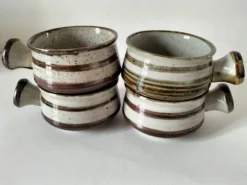 4 caquelons en grès émaillé, esprit wabi-sabi, années 70