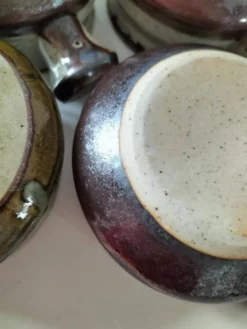 4 caquelons en grès émaillé, esprit wabi-sabi, années 70