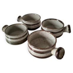 4 caquelons en grès émaillé, esprit wabi-sabi, années 70