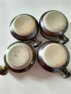 4 caquelons en grès émaillé, esprit wabi-sabi, années 70