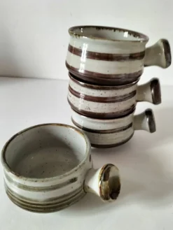 4 caquelons en grès émaillé, esprit wabi-sabi, années 70