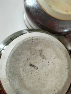 4 caquelons en grès émaillé, esprit wabi-sabi, années 70