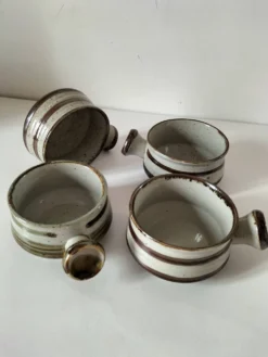 4 caquelons en grès émaillé, esprit wabi-sabi, années 70