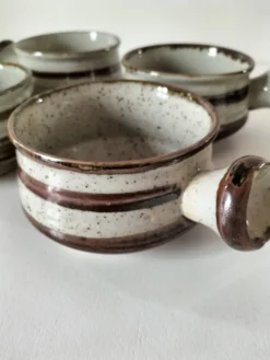4 caquelons en grès émaillé, esprit wabi-sabi, années 70