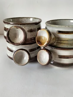 4 caquelons en grès émaillé, esprit wabi-sabi, années 70