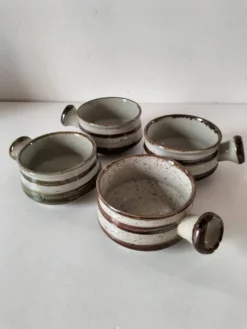 4 caquelons en grès émaillé, esprit wabi-sabi, années 70
