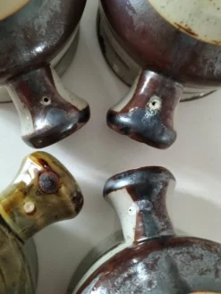 4 caquelons en grès émaillé, esprit wabi-sabi, années 70
