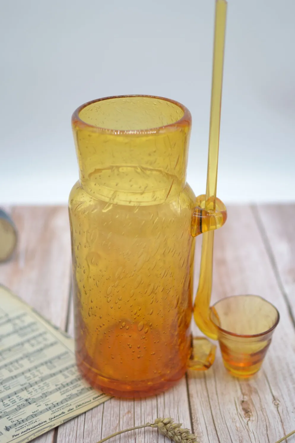 Carafe à champagne ou soupe champenoise en verre soufflé