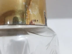 Carafe, cristal transparent, laiton doré, Allemagne, années 50