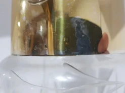 Carafe, cristal transparent, laiton doré, Allemagne, années 50