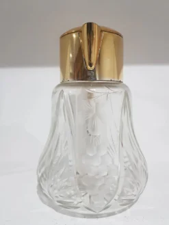 Carafe, cristal transparent, laiton doré, Allemagne, années 50