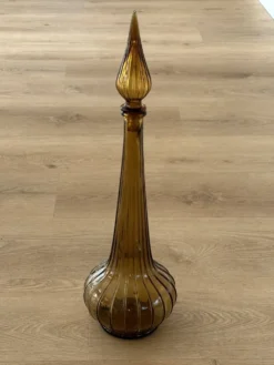 Carafe à décanter vintage en verre Empoli avec bouchon, Italie, années 1960