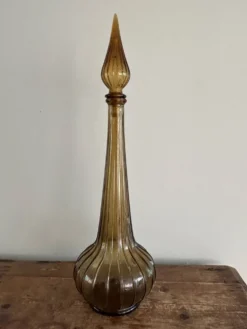 Carafe à décanter vintage en verre Empoli avec bouchon, Italie, années 1960