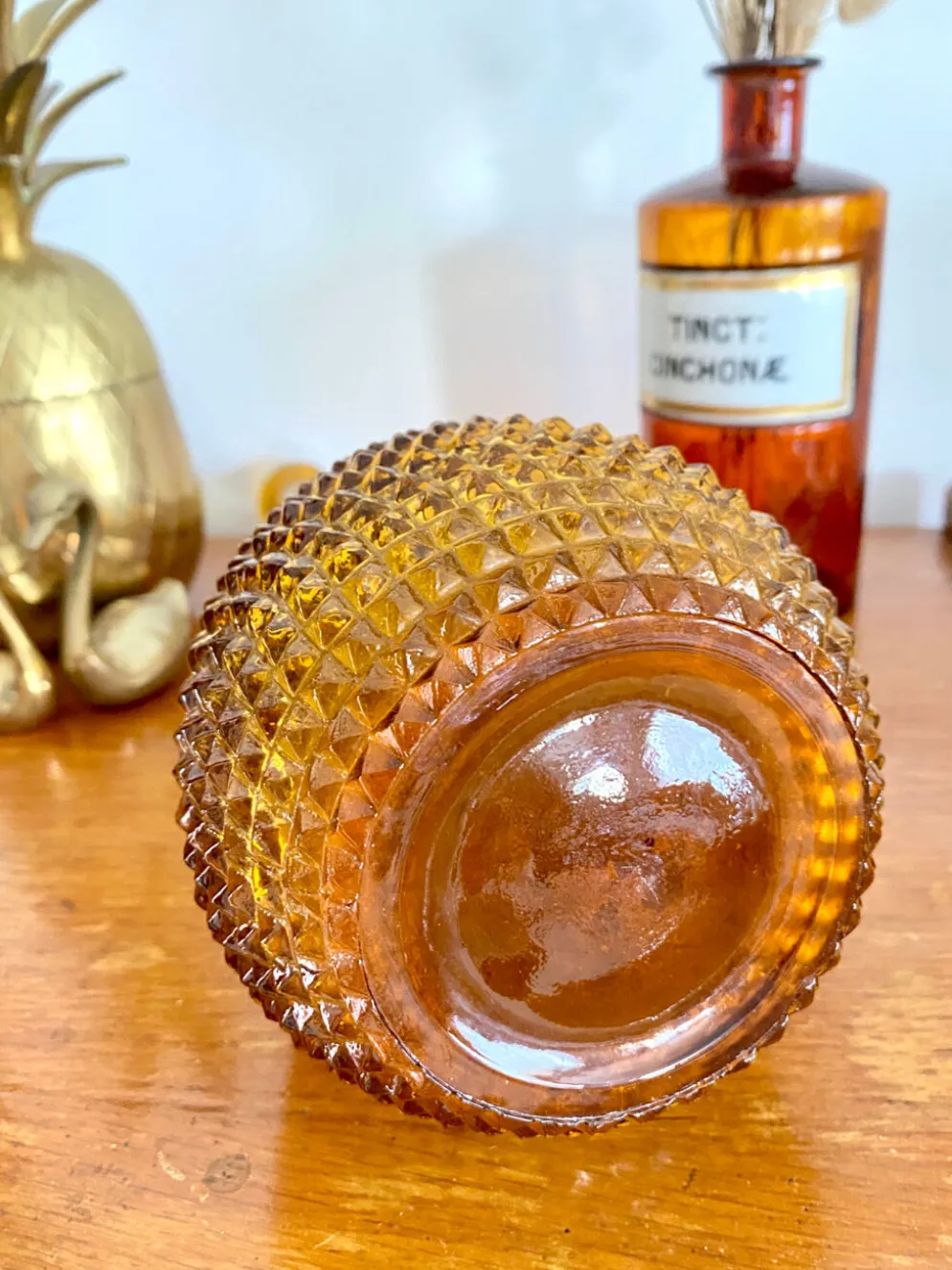 Carafe Empoli ambrée vintage