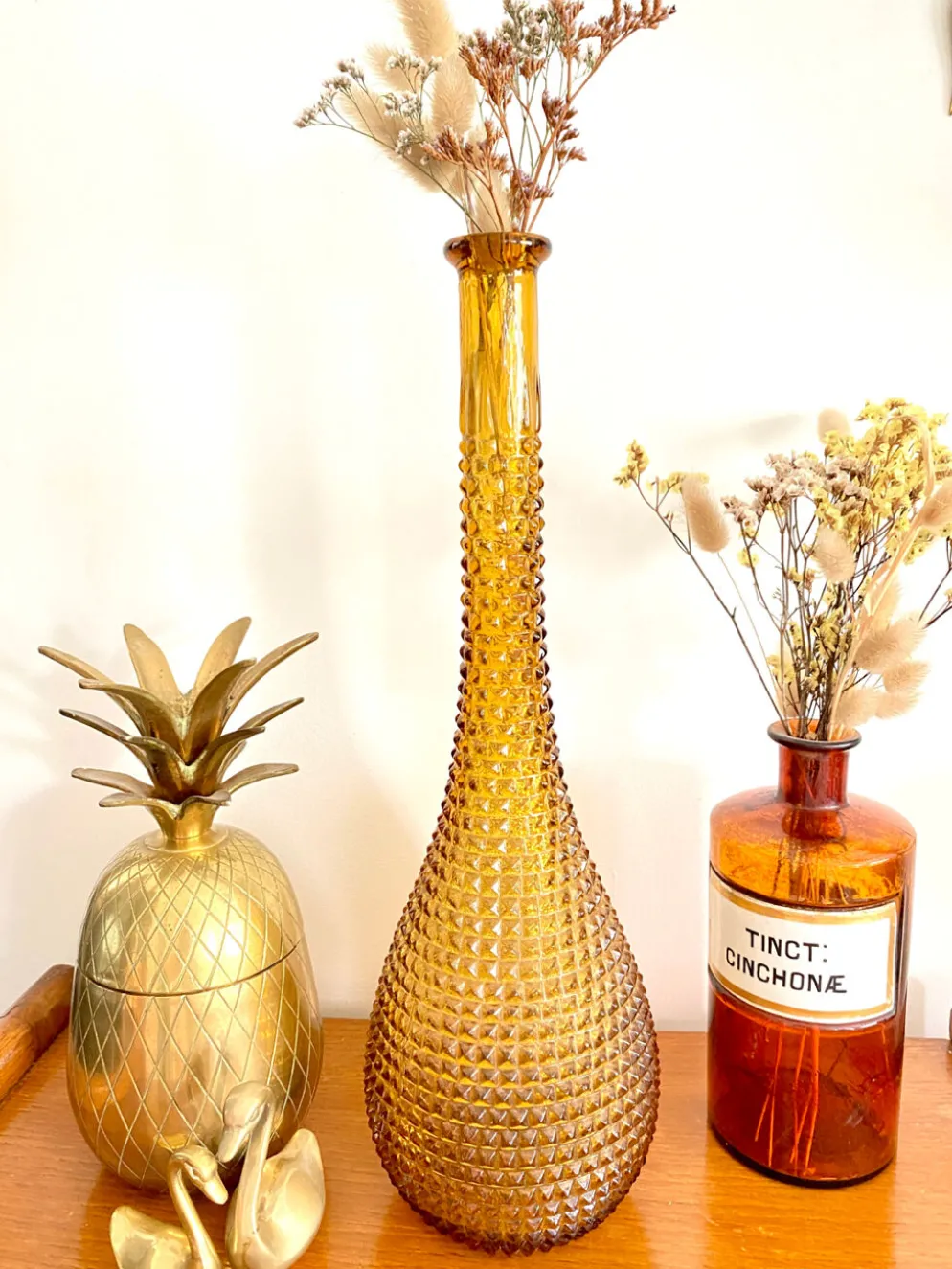 Carafe Empoli ambrée vintage