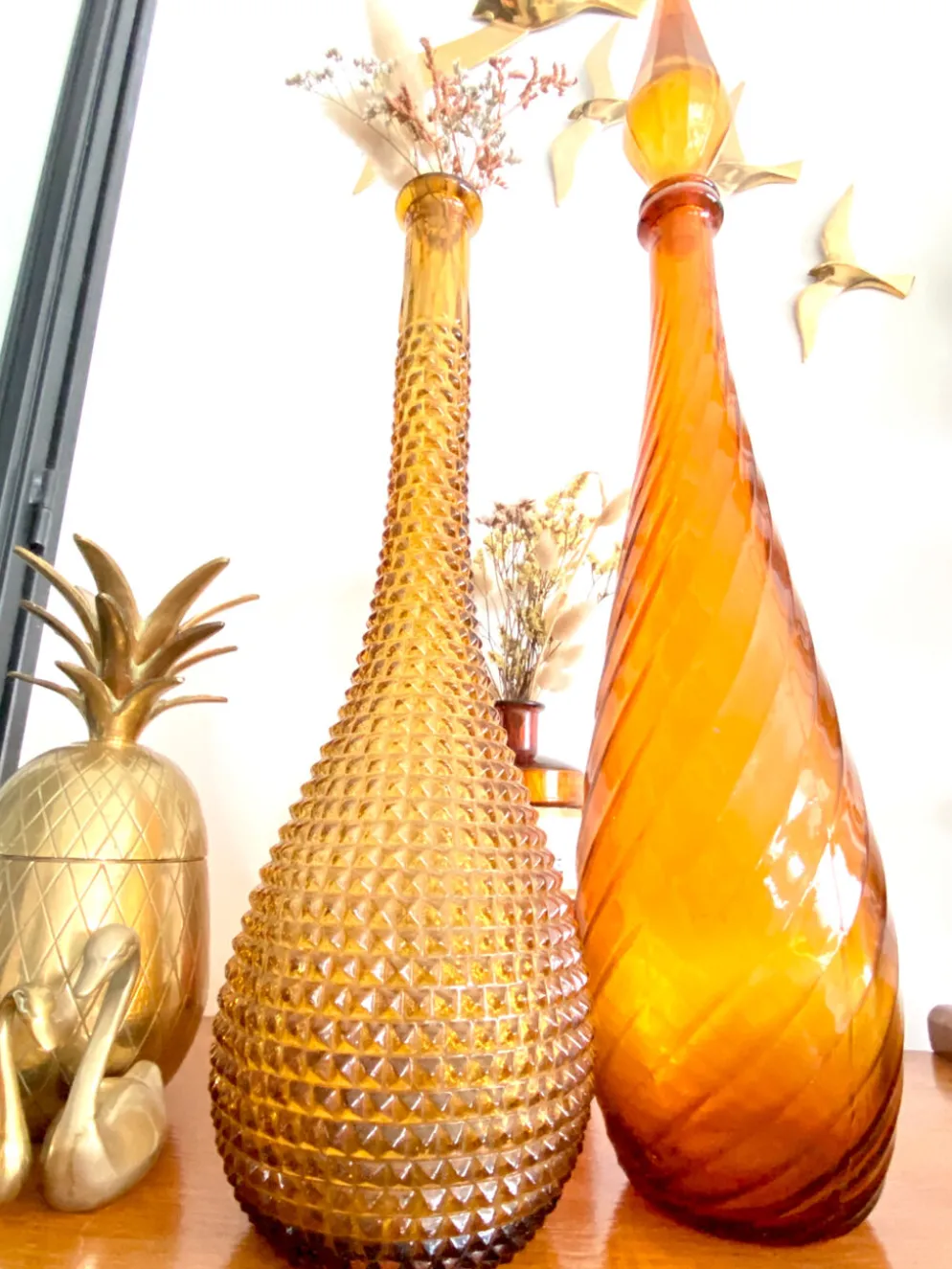 Carafe Empoli ambrée vintage