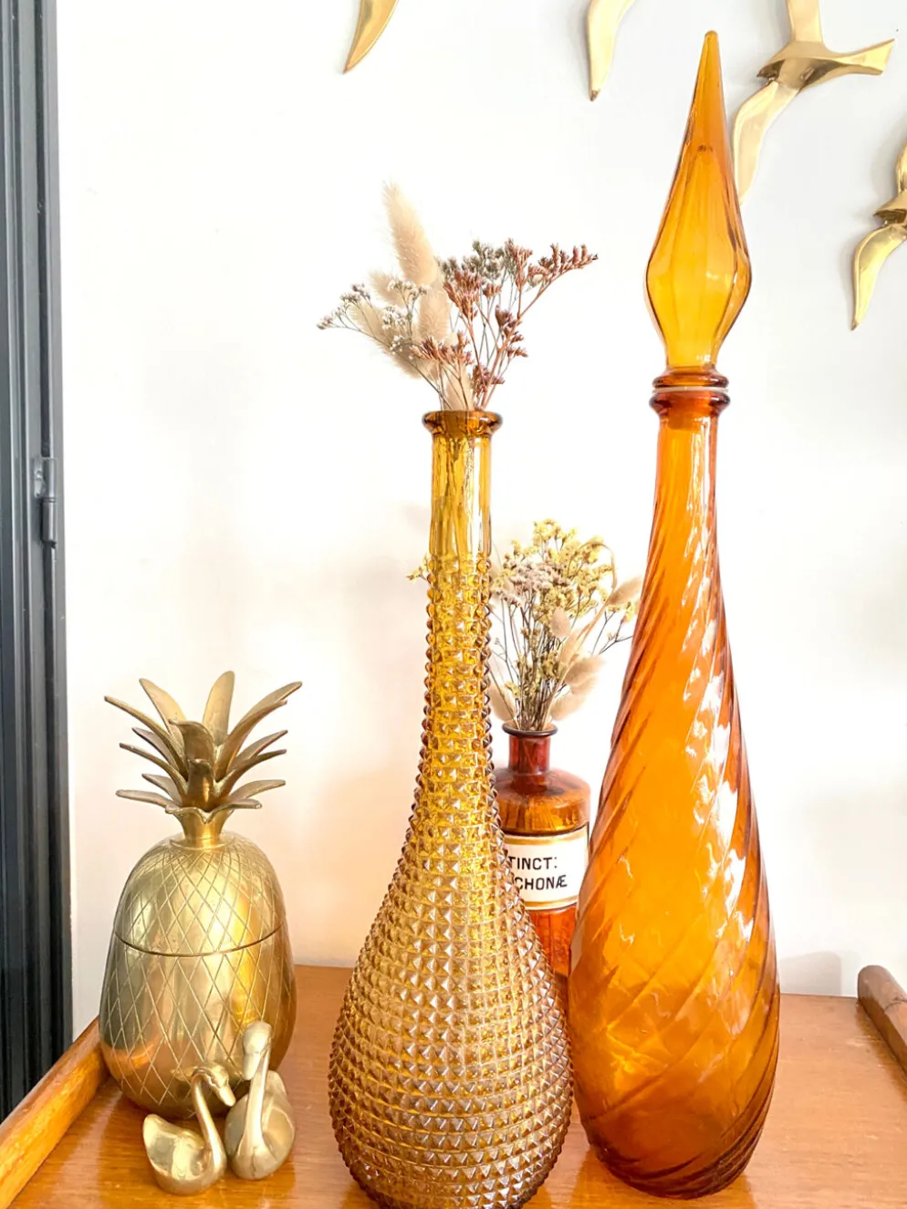 Carafe Empoli ambrée vintage