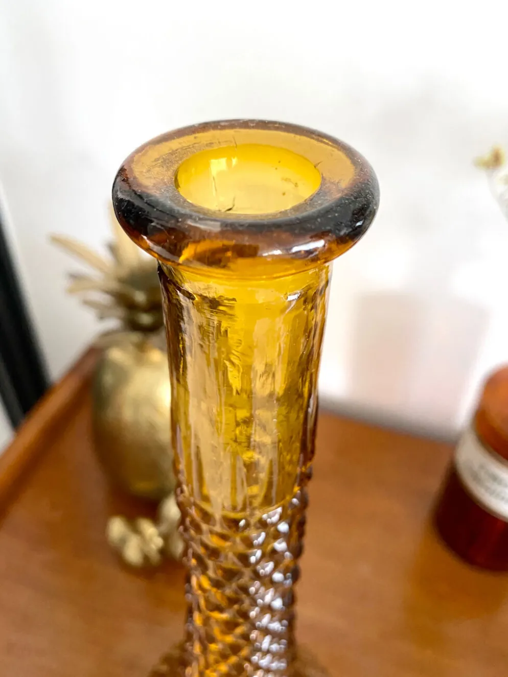 Carafe Empoli ambrée vintage